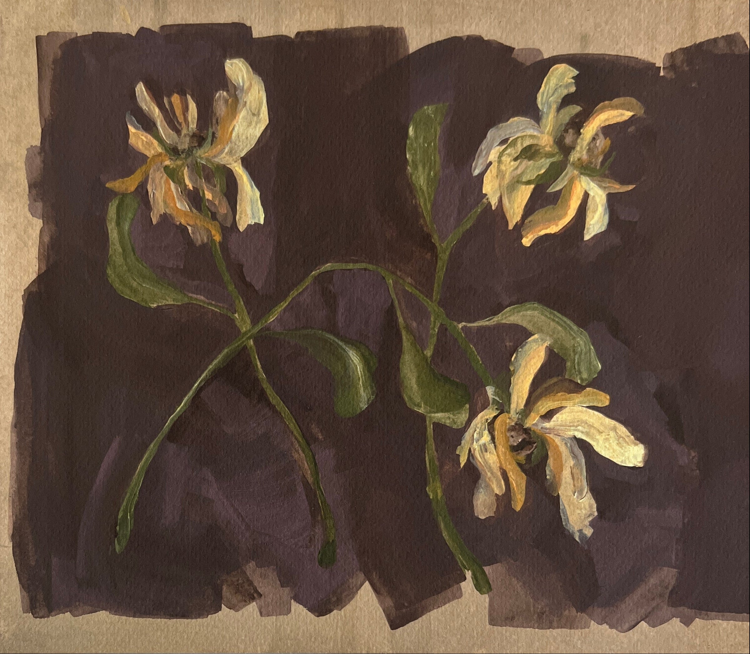 Artistic depiction of flowers on a textured surface